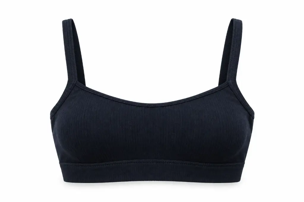 Ribbed Padded Bra, Black