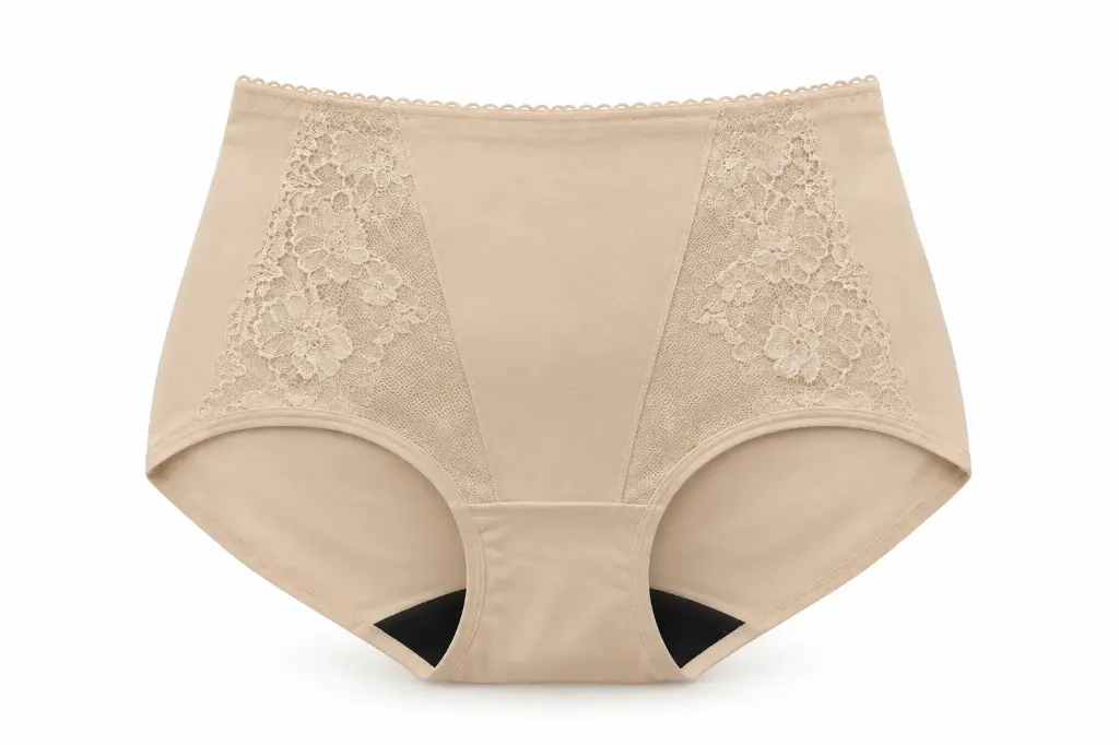 High-Waist Floral Lace Underwear, Nude