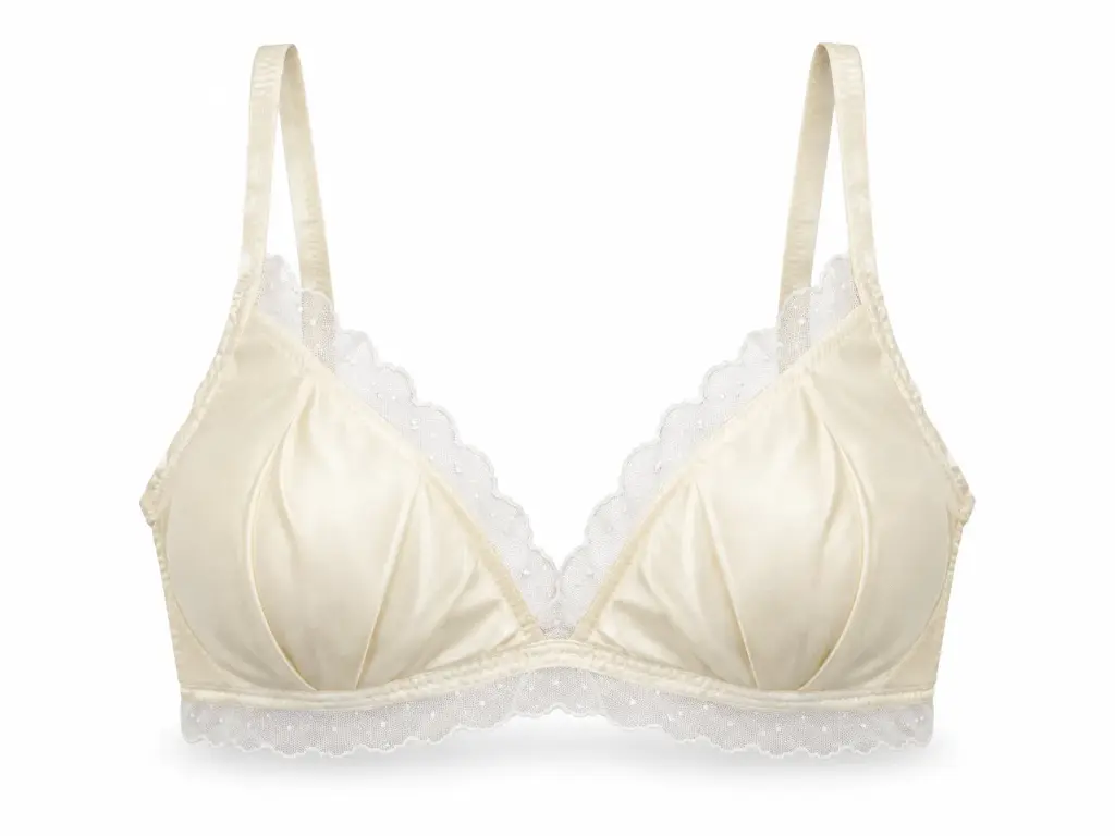 Non Wired And Padded Satin Bra, Cream