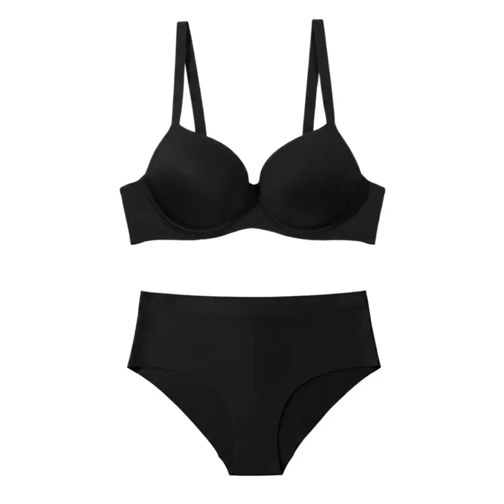 Silhouette - Longline Bra and Seamless Brief Set, Black
