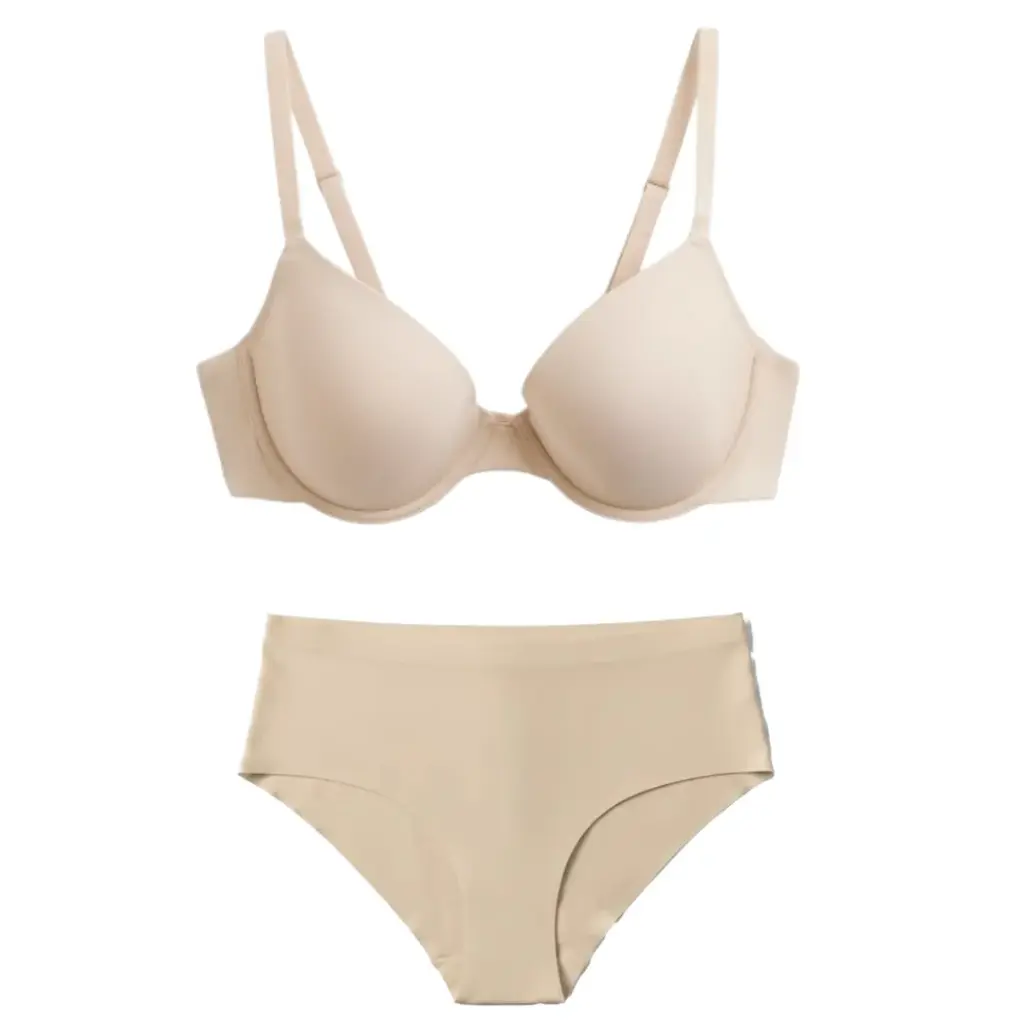 Silhouette - Longline Bra and Seamless Brief Set, Nude