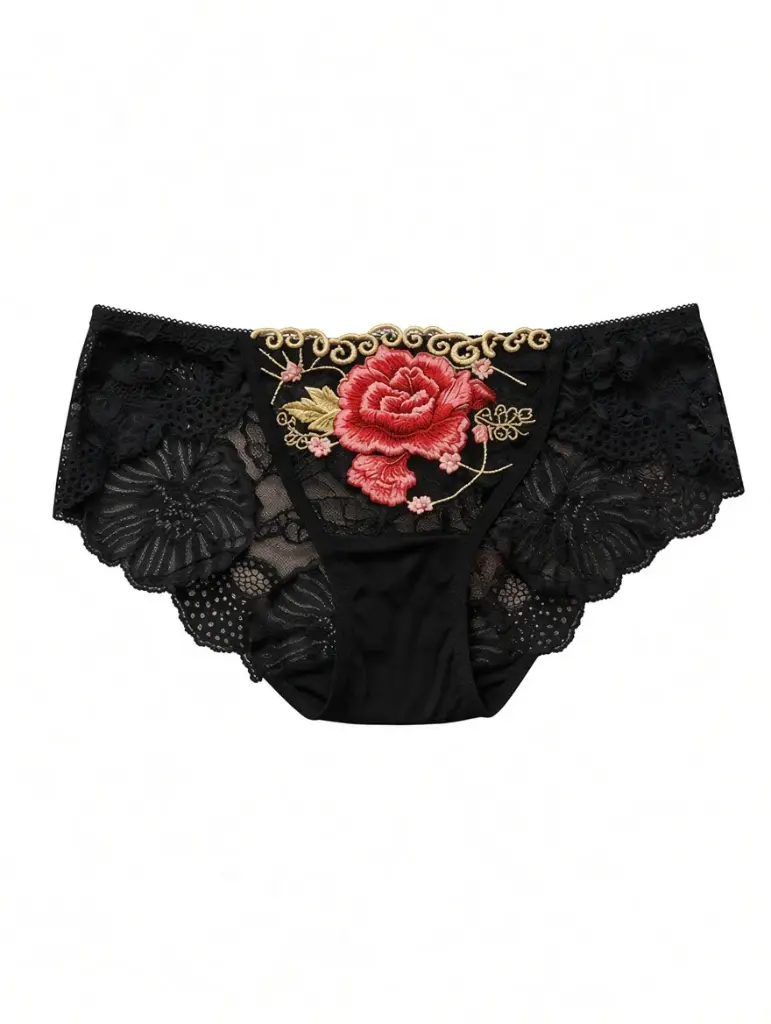 Rosé - Embroidered Lace Underwear