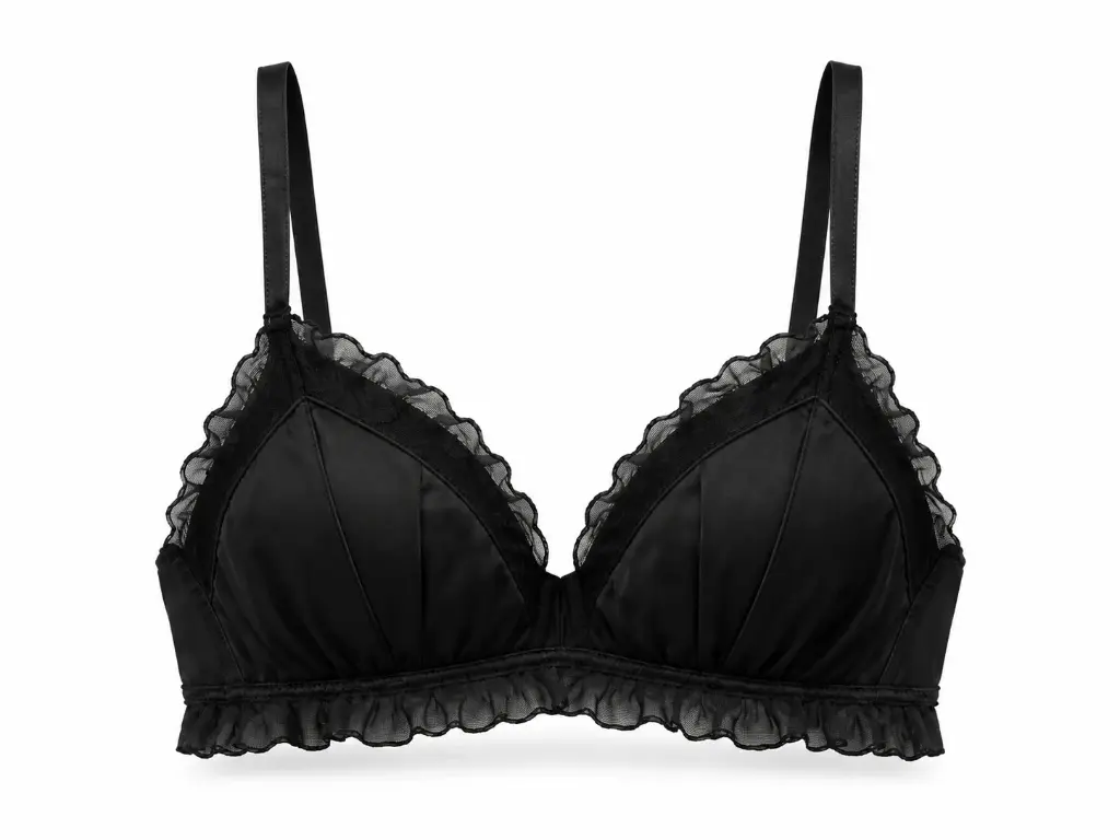 Pixie - Non Wired And Padded Satin Bra, Black